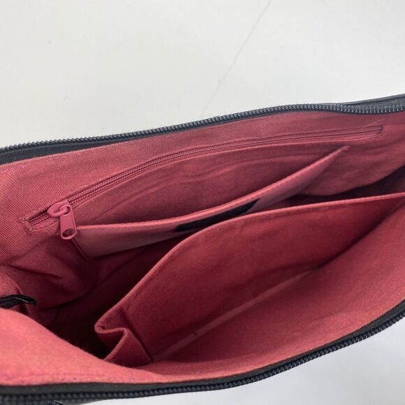 Black Leather Boho Shoulder Hand Bag Purse Pockets Boho Goth Career Travel Work - Picture 12 of 13